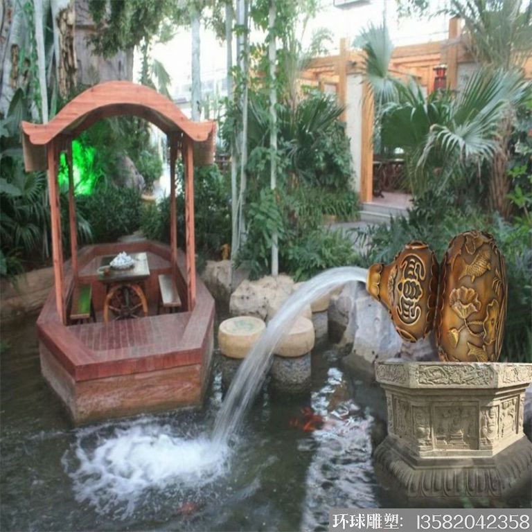 流水銅葫蘆雕塑加工廠家 鑄銅葫蘆雕塑